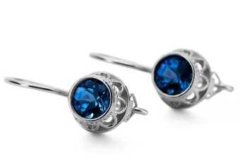 Sterling silver 925 Sapphire Earrings Vintage craft vec117s